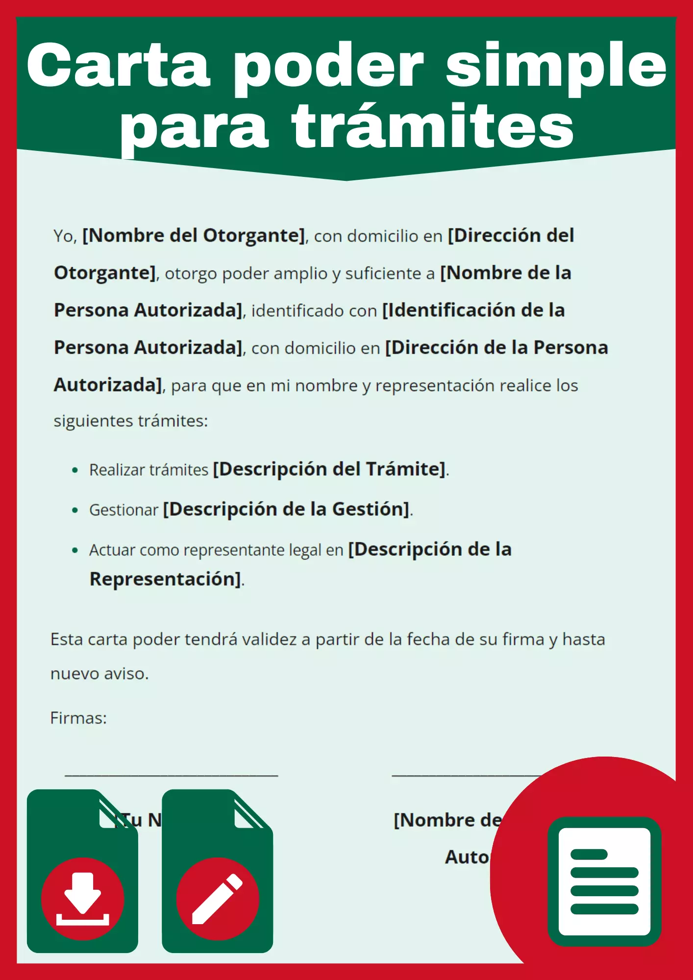 Carta Poder Simple Para Trámites Descargas Y Guía 6313